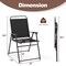 Black Folding Sling Chair with Metal Frame Portable, Breathable Fabric